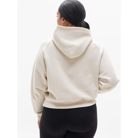 [Athleta] Bone Cream Forever Fleece 1/2 Zip Cropped Hoodie Long Sleeve Size XL - Picture 2 of 13